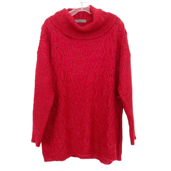 Elsamanda Red  Mohair Knit Turtleneck Sweater Sz M - Picture 1 of 5